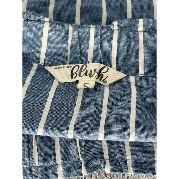 Hint of Blush Blue Striped Off-The-Shoulder Blouse Women's Size Small - Picture 6 of 6